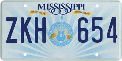 MS license plate ZKH654
