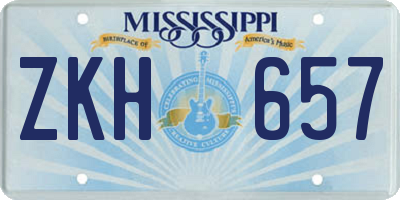 MS license plate ZKH657