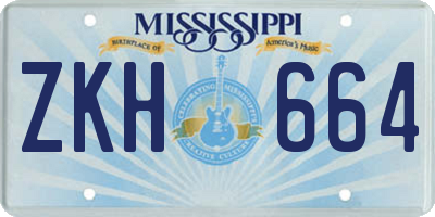 MS license plate ZKH664