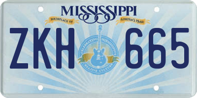 MS license plate ZKH665