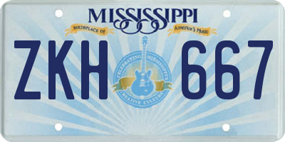 MS license plate ZKH667