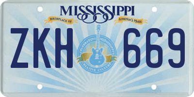 MS license plate ZKH669
