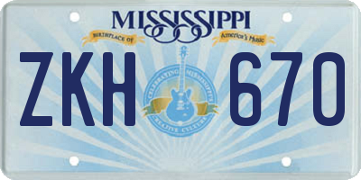 MS license plate ZKH670