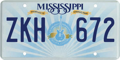 MS license plate ZKH672