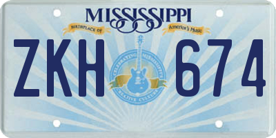 MS license plate ZKH674