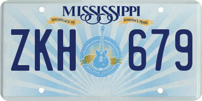 MS license plate ZKH679