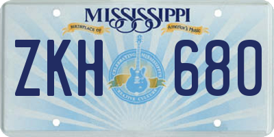 MS license plate ZKH680