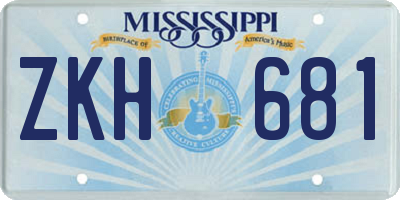 MS license plate ZKH681