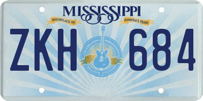 MS license plate ZKH684