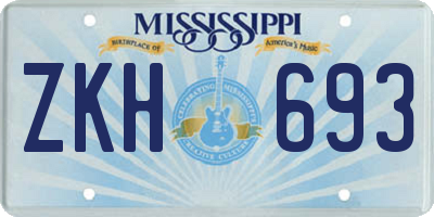 MS license plate ZKH693
