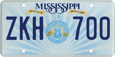 MS license plate ZKH700