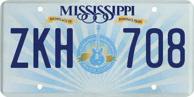 MS license plate ZKH708
