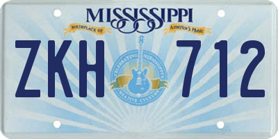 MS license plate ZKH712