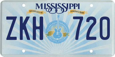 MS license plate ZKH720
