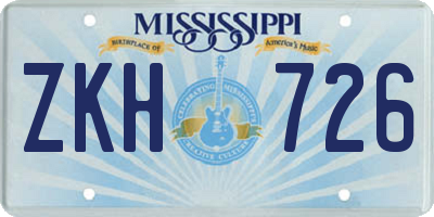 MS license plate ZKH726