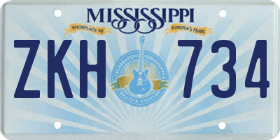 MS license plate ZKH734