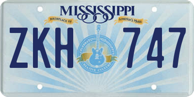MS license plate ZKH747