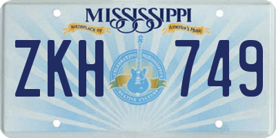 MS license plate ZKH749