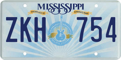 MS license plate ZKH754