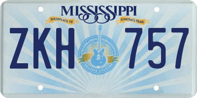 MS license plate ZKH757