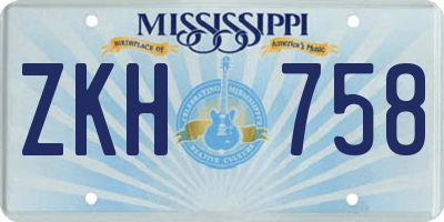 MS license plate ZKH758