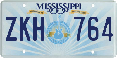 MS license plate ZKH764