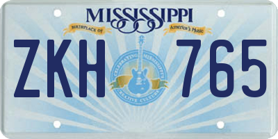 MS license plate ZKH765