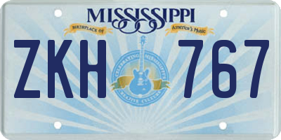 MS license plate ZKH767