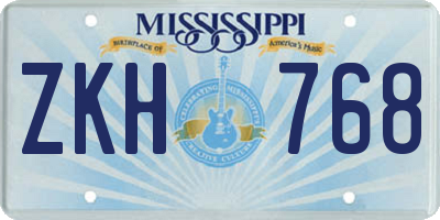 MS license plate ZKH768