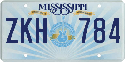 MS license plate ZKH784