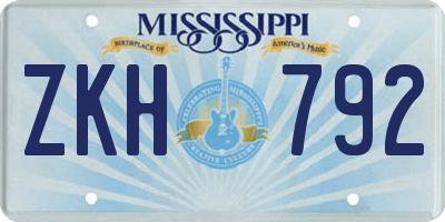 MS license plate ZKH792