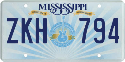 MS license plate ZKH794
