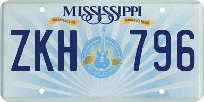 MS license plate ZKH796