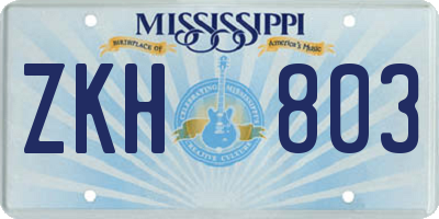 MS license plate ZKH803