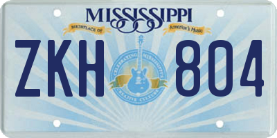MS license plate ZKH804