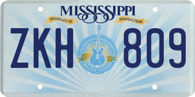 MS license plate ZKH809