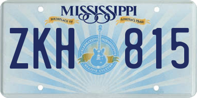 MS license plate ZKH815