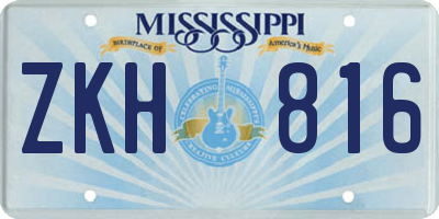 MS license plate ZKH816