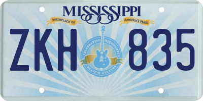 MS license plate ZKH835