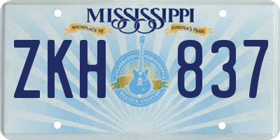 MS license plate ZKH837