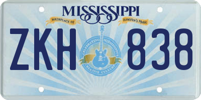MS license plate ZKH838