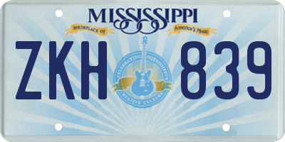 MS license plate ZKH839