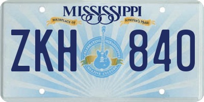 MS license plate ZKH840