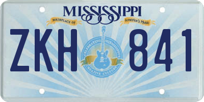 MS license plate ZKH841