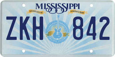 MS license plate ZKH842