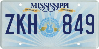 MS license plate ZKH849