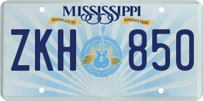 MS license plate ZKH850