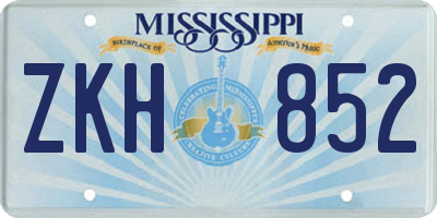 MS license plate ZKH852