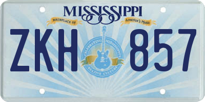 MS license plate ZKH857