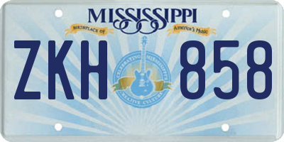 MS license plate ZKH858